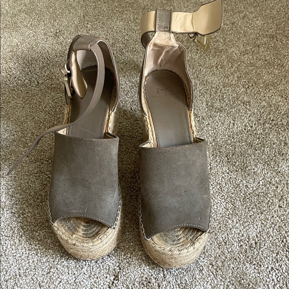 Marc Fisher Brown Espadrille Wedges